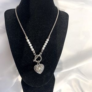 Vintage Brighton Pearl Heart Necklace